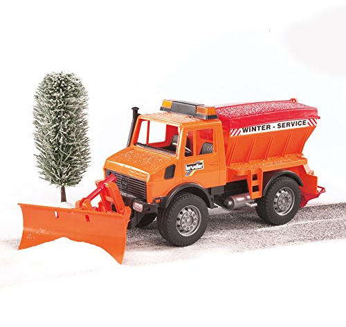 bruder 02572 - MB-Unimog Service hivernal avec lame de déneigement, véhicules, lame à neige, chasse-neige, saleuse