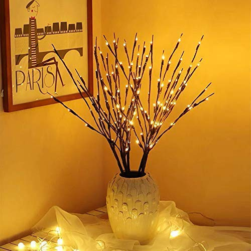 EAMBRITE 3PK Brown Lighted Twig Branches Pathway Light with 30 60 LED Warm White Bulbs for Outdoor and Indoor