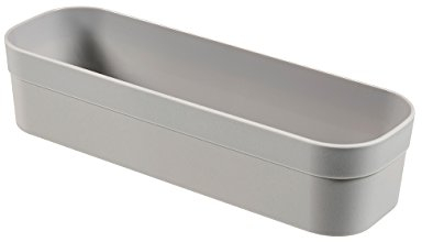 CURVER Schubladen Organizer schmal lang 23 x 8 x 5 cm aus Kunststoff Aufbewahrungsbox grau für Schreibtisch Kommode Küche