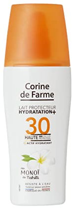 Corine de Farme - Lait Protecteur Hydratation+ SPF30 Protection UVA-UVB - Crème Solaire Hydratante, Sans Paraben, Résiste à l’Eau - Monoï de Tahiti - 150 ml