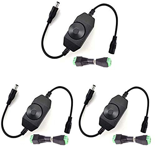 RUNCCI-YUN Dimmer PWM LED interruttore (DC 12 V 6 A) per strisce SMD 5050 3528 2835 5630 e altri dispositivi di illuminazione a LED DC 12 V (3 pezzi)