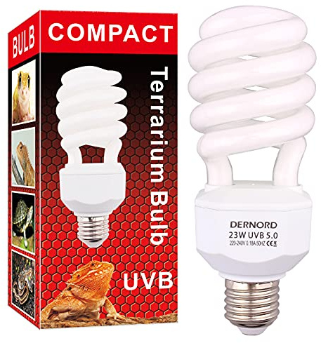 DERNORD UVB und UVA Light Bulb 5.0 23Watt - UV Licht Lampe Tiere Kompaktlampe für Eidechsenpanzer Wellensittich Leopardgecko Schildkröte Schlange