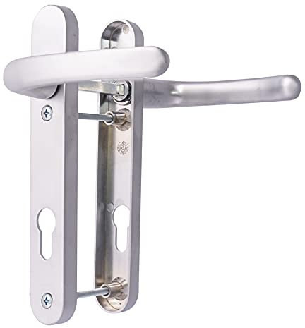 UPVC Door Handles Set - Silver - Lever/Lever - 92mm PZ (Centres) - 122mm Screw to Screw - Backplate 212mm X 34mm - UPVC Door Handle - Silver Replacement UPVC Door Handles - PVC Door Handle