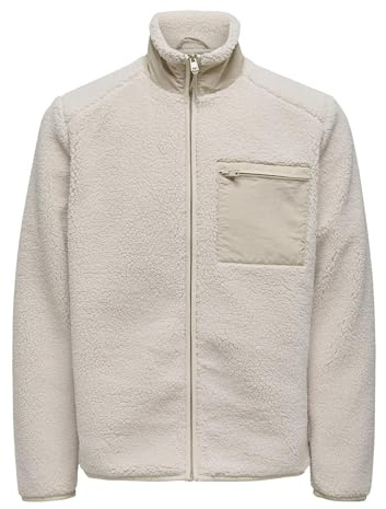 ONLY & SONS Herren Onsdallas Sherpa Jacket OTW Vd Fleecejacke, Silver Lining, M