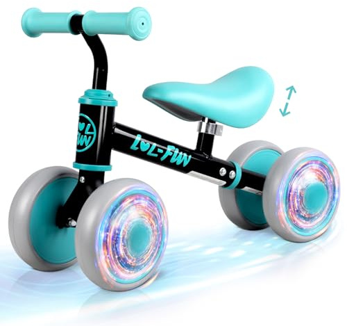 LOL-FUN Baby Balance Bike 1 Year Old, Colorful Lighting Baby First Bike for One Year Old Boys Girls, Ride On Toy for Toddlers 12-36 Months with 4 LED Wheels & Adjustable Seat