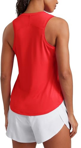CRZ YOGA Damen Sport Tank Top Racerback Ärmelloses Yoga Oberteile Sommer Fitness Tops Gym Leichte Sporttop Tiefrot 36