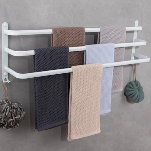 Handtuchhalter Ohne Bohren/Lochstanzen Handtuch Halter Bad Gross 80cm Wand Handtuchstange mit Haken 3-Stöckig Wandregal Towel Bar für Badezimmer Toilette küche badetuchhalter