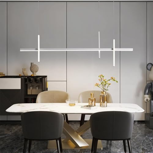 meibeileil Lampadario A Sospensione Led,Lampadario Sala Da Pranzo Da Dimmerabile 3000K-6500K,Moderno Lamp Cucina Moderna Per Ufficio, Soggiorno, Sala Da Pranzo, Isola Della Cucina(Bianco 100cm)