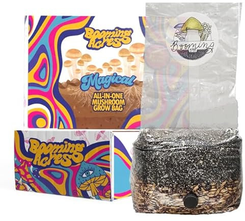 Booming Acres | The Micro Magical Sac de Culture Tout-en-Un de 1,4 kg | Kit de Culture de Champignons | Récoltez Votre Propre Bonheur | Découvrez la Magie de la Culture des Champignons – Sac de
