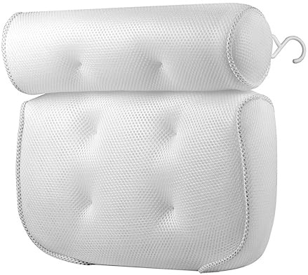 DRESSOOS Coussin De Bain Ergonomique Antidérapant Maille avec Ventouses pour Soutien Nuque Et Dos Accessoire Pratique Et Portable pour Spa Et Salle De Bain