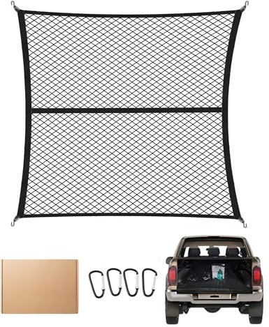 FoundGo 120x120cm Gepäcknetz [Max. 210x210cm Dehnbar] Hochelastisches Kofferraumnetz Trennnetz Gepäckfixierung für LKW Auto Wohnmobil inkl (Einlagig, 120x120cm)