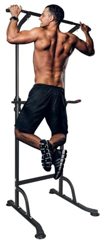 GYMFLEX Power Tower Workout Dip Station Barra per Trazioni Barra per Flessioni, Supporto Multifunzionale per Dip con Altezza Regolabile per Uso Domestico