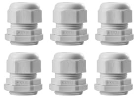 6 stycken kabelskruvar M32, IP68 vattentät kabelgenomföring, kabelskruvar för utomhus, trädgård, kopplingsbox, kopplingsdosa, plast, nylon, kabelgenomföring vit