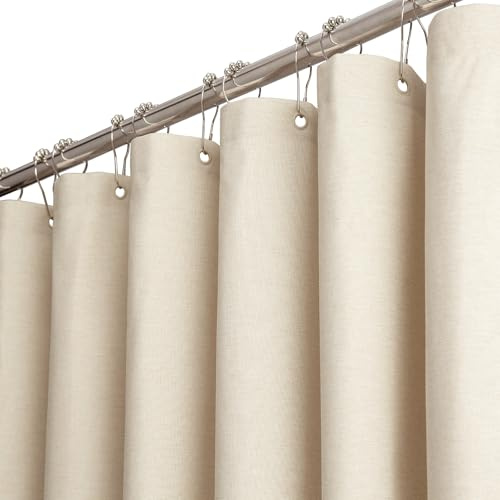 BTTN Duschvorhang Stoff 180x200 cm Leinenoptik Anti-Schimmel, Beige/Creme
