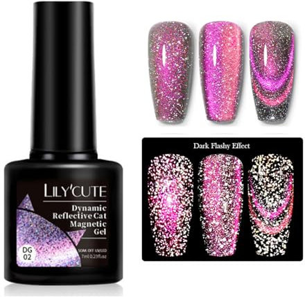 Cat Eye Gel Nail Polish - 7ml Purple Pink cat Eye Gel Polish - Reflective Glitter Glossy cats eye gel nail polish Magnetic - Flashes Magnetic nail polish For Nail Art Uv/Led Soak-Off Salon Home