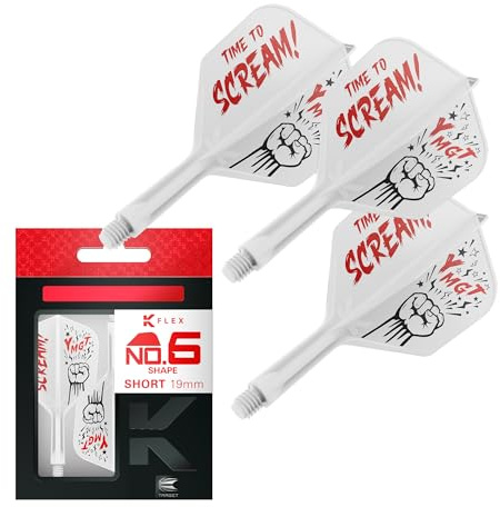 Target Japan Scream K Flex Dart Flights and Shaft System, No.6 | 3-pack Kflex All In One Flight, Player Edition Akito Yamagata darttillbehör | K-Flex dartskaft – kort (19 mm)