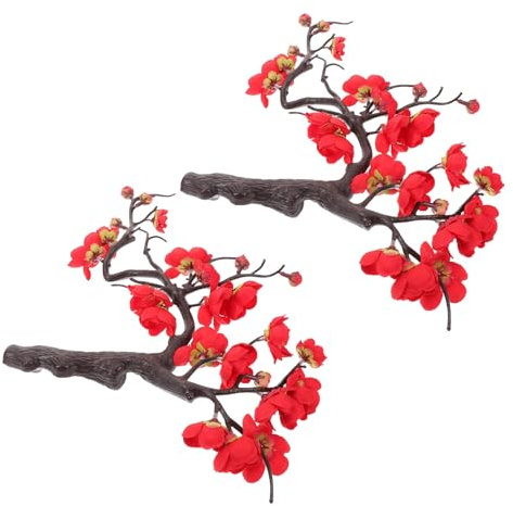 BAZEITFLOW 2pièces Bouquet De Fleurs Artificielles De Prunier Arrangement Décoratif pour Intérieur Fête Et Artisanat Tige Réaliste Et Colorée Accessoire De Décoration Pratique Et