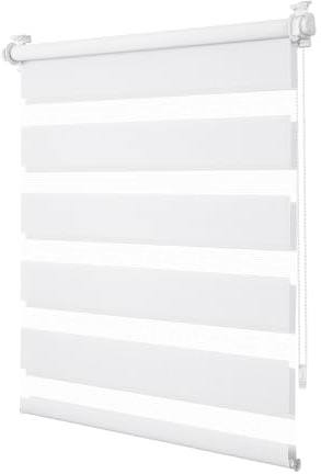 TFSKY Doppelrollo Klemmfix ohne Bohren Weiß B85 x H180 cm