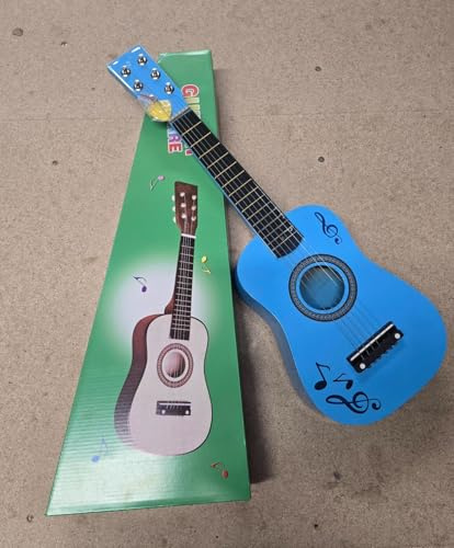 23'' BLUE MUSICAL WOODEN GUITAR KIDS ACOUSTIC MUSICAL INSTRUMENT LEARN BEGINNER