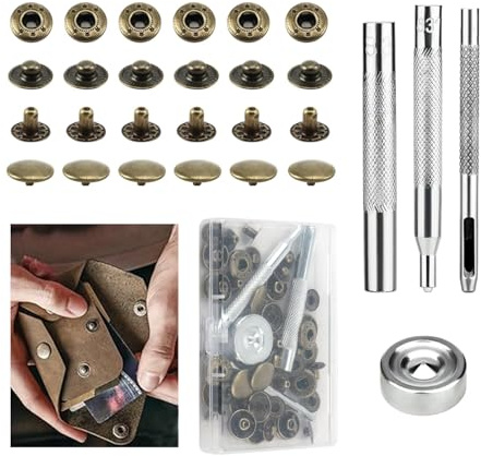 Press Studs Snap Fasteners,12 Sets Snap Fasteners with 4 Install Fixing Tools Press Studs Snap Fastener Kit Press Stud Kit Press Studs for Clothing Snap Buttons Snap Button Fastener Kit for DIY Crafts