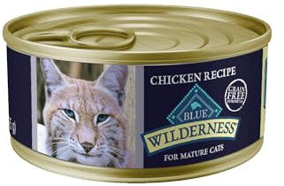 Blue Buffalo Wilderness High-Protein Grain-Free Wet Food for Adult Cats 7+, Chicken Recipe, 5.5-oz., 24-Count