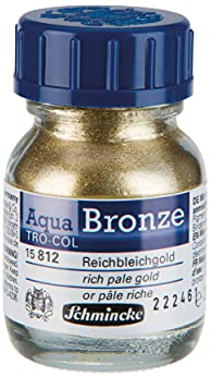 Schmincke - Aqua-Bronze, Reichbleichgold, 20 ml, 15 812 032, glänzende Metalleffekte auf Gouache- und Aquarellbildern, Papier, Karton, Malpappe, Leinwand