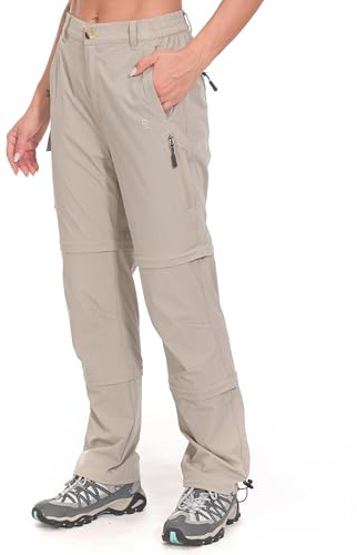 Little Donkey Andy Women's Stretch Convertible Pants, Zip Off Quick Dry Hiking Pants Khaki Size M