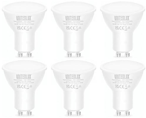 UNITEDLUX GU10 LED-glödlampor 5 W, 45 W halogenlampa motsvarande, 450 lm 3 000 k varmvit, AC 220-240 V spotlight-lampa för vardagsrum sovrum kök badrum (varmt vit)