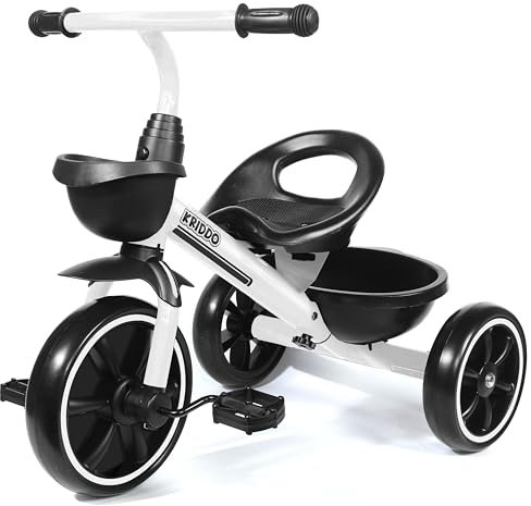 KRIDDO Kids Tricycles Age 24 Month to 5 Years, Toddler Kids Trike for 2.5 to 5 Year Old, Gift Toddler Tricycles for 2-4 Year Olds, Trikes for Toddlers, White