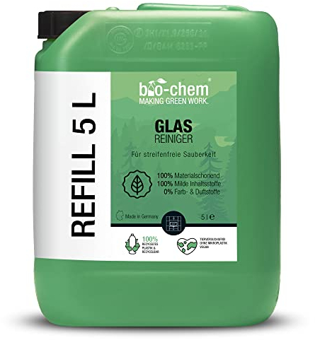 Bio-Chem - Detergente per vetri e superfici in vetro tanica 5L - prodotti e accessori per la pulizia di superfici in vetro, specchi, finestre, vetri dell'auto, cucina