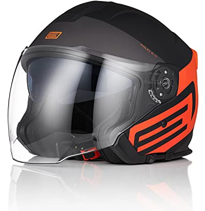 ORIGINE Casco Moto Jet Casco Moto Abierto Scooter para Hombre Adultos con Doble Visera Homologado ECE 22-06
