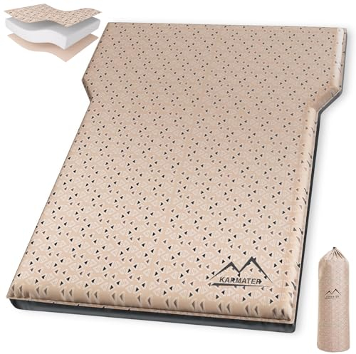 M KARMATER Selbstaufblasende Auto-Isomatte für Camping, dicke Memory-Schaum-Auto-Campingmatratze mit Kissen, 9,0 R-Wert SUV-Matratze, Campingbett, geeignet für Autoreisen, Wandern, Rucksackreisen