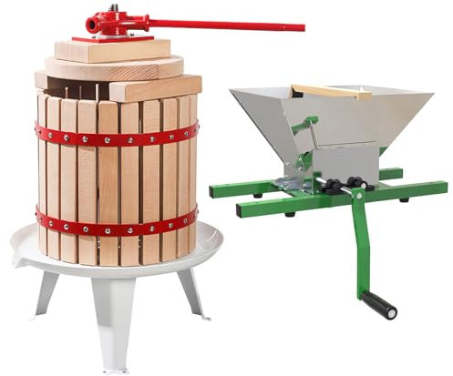 WDDEYYDS Moulin à Fruits et Pressoir à Fruits Moulin à Raisin avec Entonnoir Manuel Fouloir à Raisin Concasseur Pulpeur Broyeur de Fruits Légumes Moulin pour cidre, Presse-Pommes Manuel,12LA+7LB