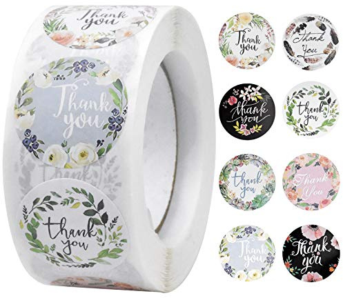 500 stycken tackklistermärken (2,5 x 2,5 cm) – tack så mycket etiketter, självhäftande etiketter för företag, handgjorda varor, bröllopsdekoration, kuvertförseglingar, inbjudningar och mycket mer