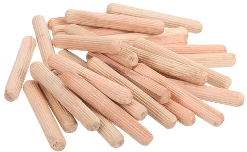 sourcing map 100 Pcs Wooden Dowel Pins, 10 x 70mm (0.39 x 2.76 Inch) Wood Dowels Rods, Fluted Dowel Joints for Grooved Woodworking Furniture Craft