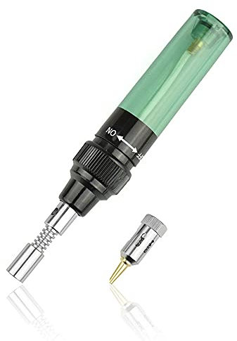 1 soldador de gas por soplado, herramienta de hierro de soldadura de gas butano, soplete de gas butano, herramienta de soldadura (verde)