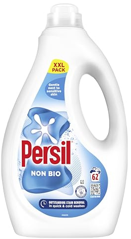 Persil Non Bio Laundry Washing Liquid Detergent outstanding stain removal in quick & cold washes tough on stains, gentle next to sensitive skin 62 washes (1.674 L)