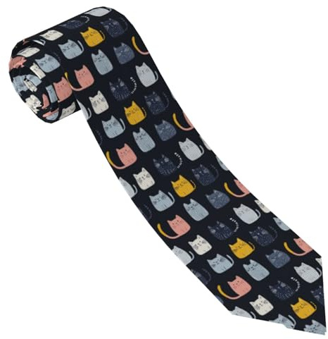 TZTTZT Cravatte colorate con stampa di gatti dei cartoni animati per uomo, cravatte da uomo stampate per matrimoni, feste, attività