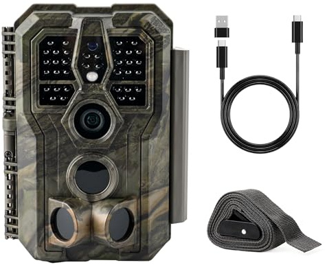 GardePro E5 2.0 Cámara de Fototrampeo 4K, 64MP Cámara de Caza con Disparo 0,1s, Visión Nocturna sin Resplandor 30m, IP66 Impermeable, Cámara de Fototrampeo Activada por Movimiento
