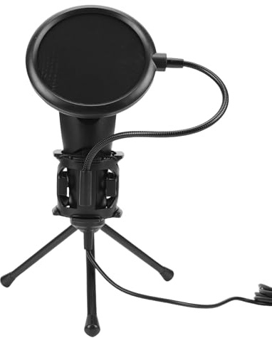 Fockety Spelmikrofon, USB-kondensatormikrofon med RGB-ljus och Popfilter, Brusreducering i Flera Lager, för Strömmande Podcasting för Bärbar Dator