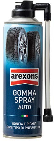 Arexons Gomma Spray Auto, Gonfia e ripara ogni tipo di pneumatico, Bomboletta, riparazione forature, 300 ml, 1 pezzo
