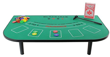 Mister Gadget - MG3080 - Juego de Mesa Blackjack con 54 Cartas - 1 Barajador - 50 Fichas y Reglas - Dimensiones 51 x 30 x 9,6 cm - Color Verde y Negro - Idea de Regalo