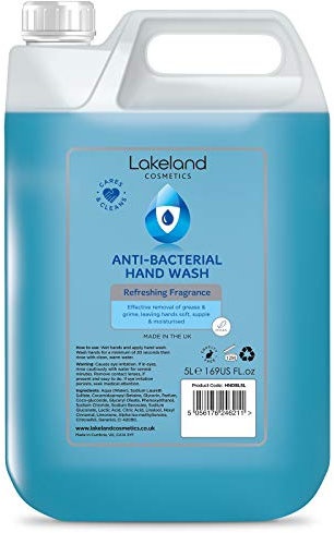 Lakeland Cosmetics antibacterial soap hand wash - 5L Litre refill bottle - Vegan fragranced anti-bacterial liquid soap hand wash, made in UK (1x 5 Litre)