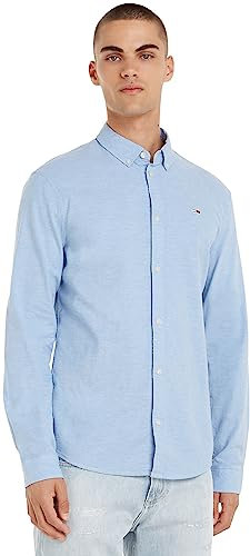 Tommy Jeans Herren Tjm Slim Stretch Oxford Shirt Dm0dm09594 Langarmhemden Gewebte Oberteile, Blau (Perfume Blue), S EU