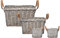 Brandsseller Weidenkorb 4er Set – geflochtene Körbe mit Kunstleder-Griffen, grau, Aufbewahrung & Deko Organizer – Länge-Breite-Höhe ca. 1x 40x28x24 cm 1x 30x20x19 cm 2x 15x11x11 cm Grau