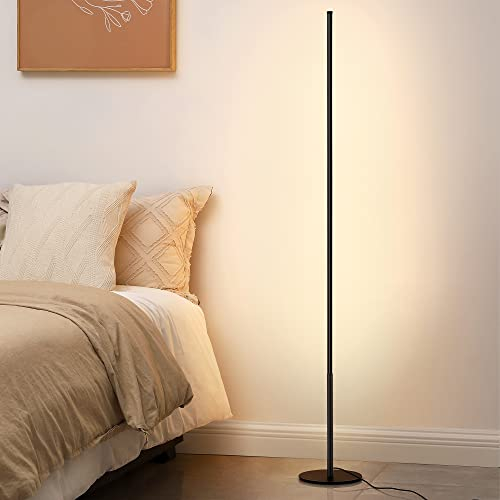EDISHINE Stehlampe Wohnzimmer, LED Stehlampe Dimmbar, Stehleuchte Modern mit Fußschalter, 3000K Warmweiß, 1100 lumen, 147cm Lichtsäule für Wohnzimmer, Schlafzimmer und Büro