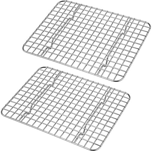 Joyfair Kylgaller, rostfritt stål, litet kakgaller, kylgaller med 2, rektangulärt kylgaller, bakgaller för bakning/kylning/stekning/grillning, 24,8 cm x 19 cm x 2 cm, hälsosam och rostfri och