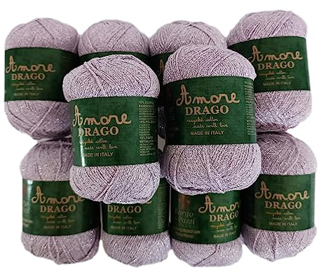 Filati Brillanti: Pacco da 10 Gomitoli di Cotone con Lurex - Per Creazioni Luccicanti e Stilose