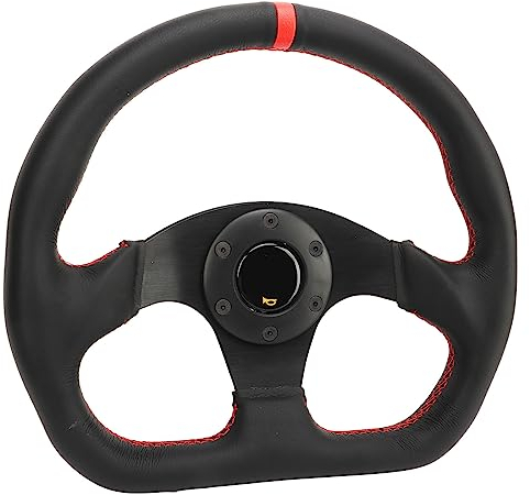 Volant de Voiture de Type D, Cadre en Cuir Sports Race Universal Fit Drifting Wheel Remplacement pour la Plupart des Modèles - Noir
