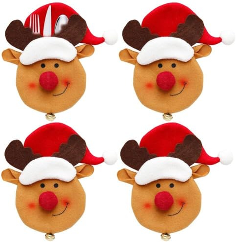 Sanfly Porta Di Posate Di Natale 4pcs/set Borse Posate Non Tessute Per Coltello Taspe Taspe Taspe Tasche Di Argenteria Di Argento.